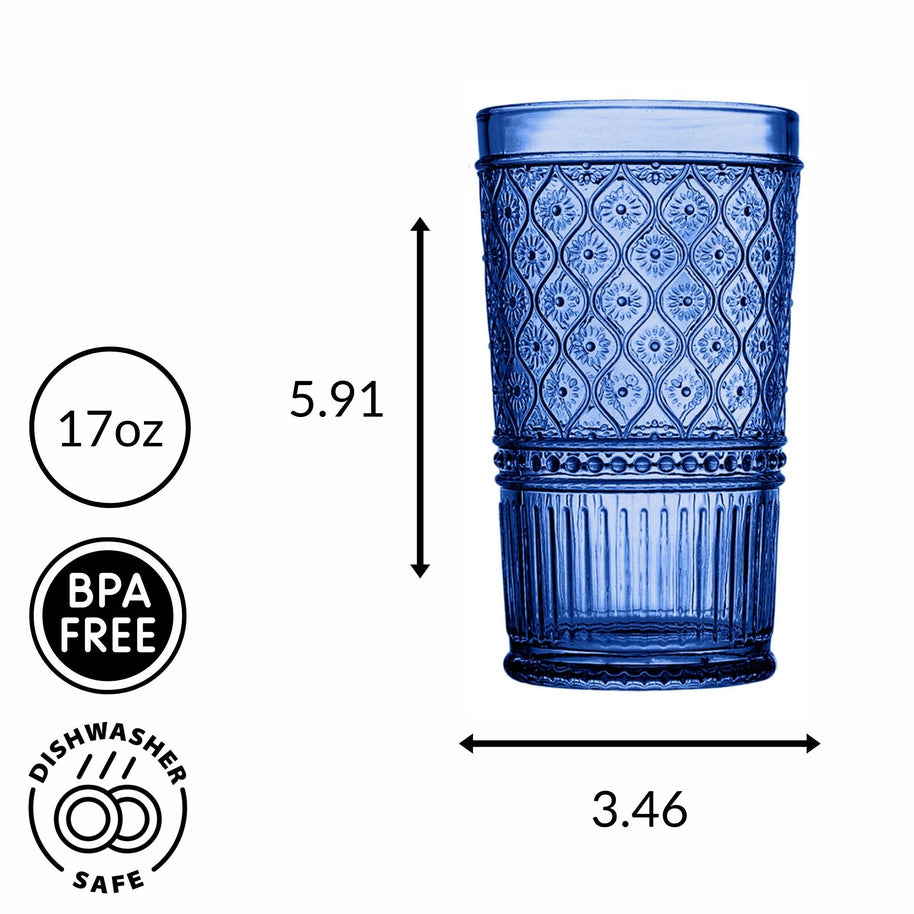 Claro Blue Highball, Set of 4