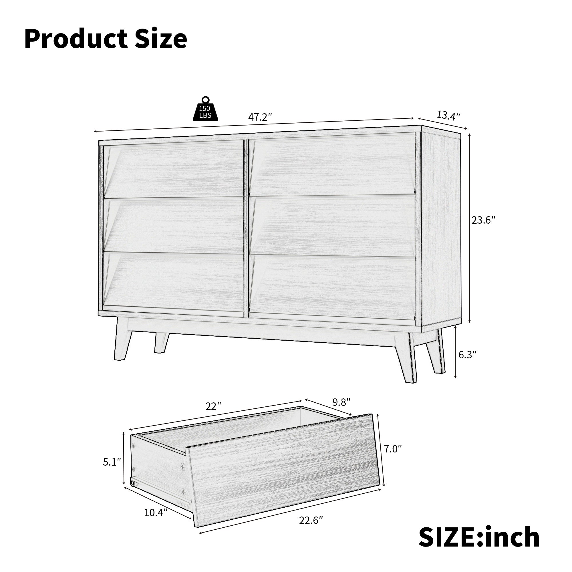 6 Drawer Double Dresser Features Vintage-style And Bevel Design