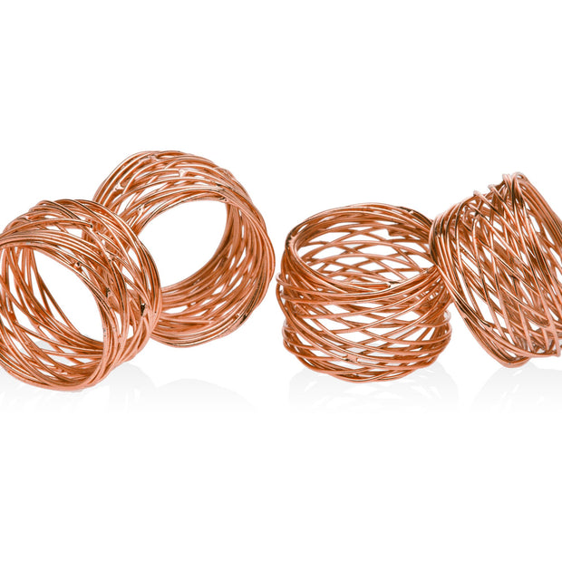 Set of Four Copper Mesh Napkin Rings