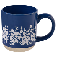 Blue Floral Stoneware Coffee Mug - Summer Home Decor