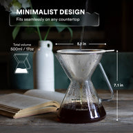 Pour Over Coffee Maker with Filter - 500ml/17oz