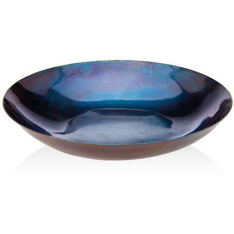 Iridescent Blue 6.5" Round Brass Bowl
