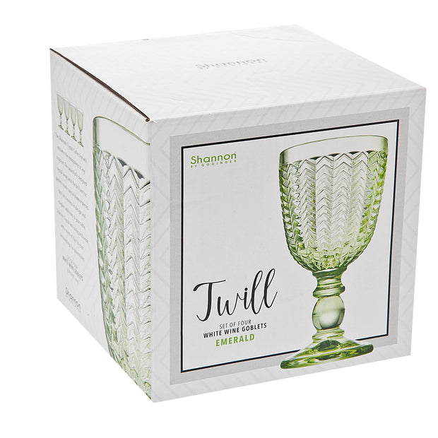 Godinger Set of Four Twill Green Goblets