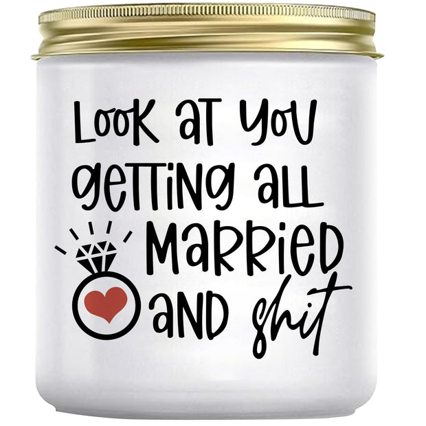POTENTIA 9Oz Candle Honeymoon Gift Wedding Gift for Couple Wedding Candles Newlywed Gift Married Couple Gift Bride and Groom Gift Funny Lavender Scented Candle with Gift Ready Premium Box