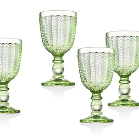 Godinger Set of Four Twill Green Goblets