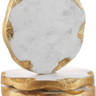 Set of Four Round Marble Coasters Gold Edge - Gift Guide