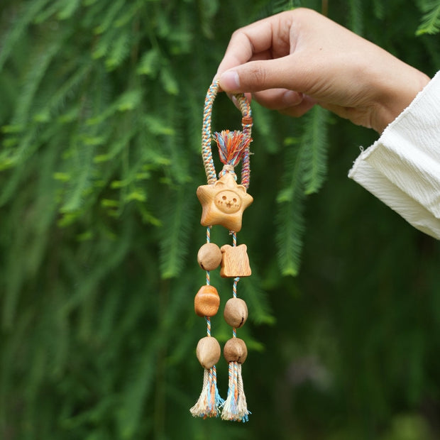 "The Happy Star" - Carved Wood Smiling Star & Toast Bag Charm