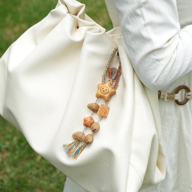 "The Happy Star" - Carved Wood Smiling Star & Toast Bag Charm